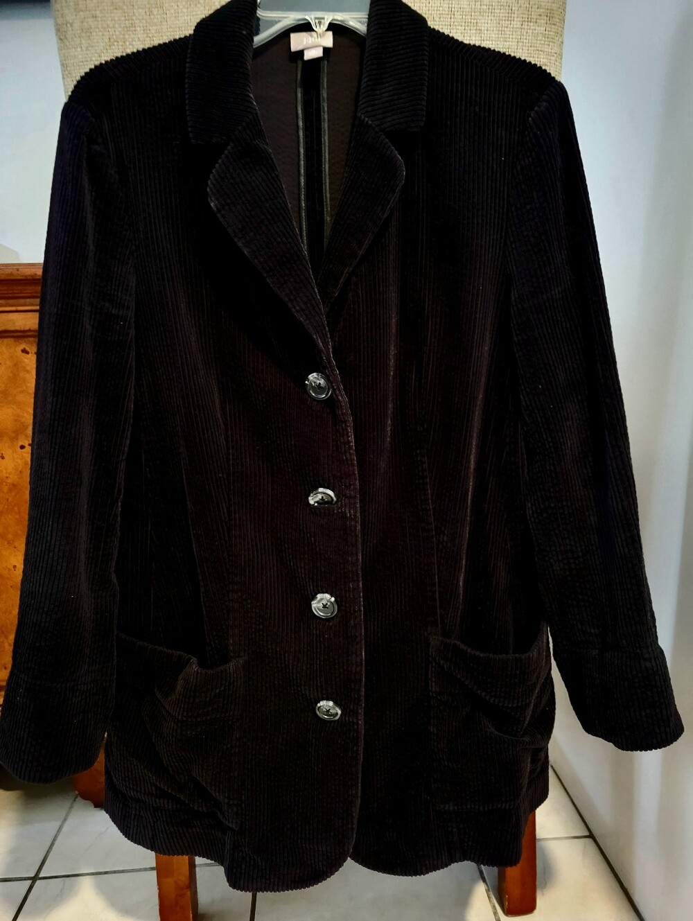 J.Jill black fine-wale corduroy jacket